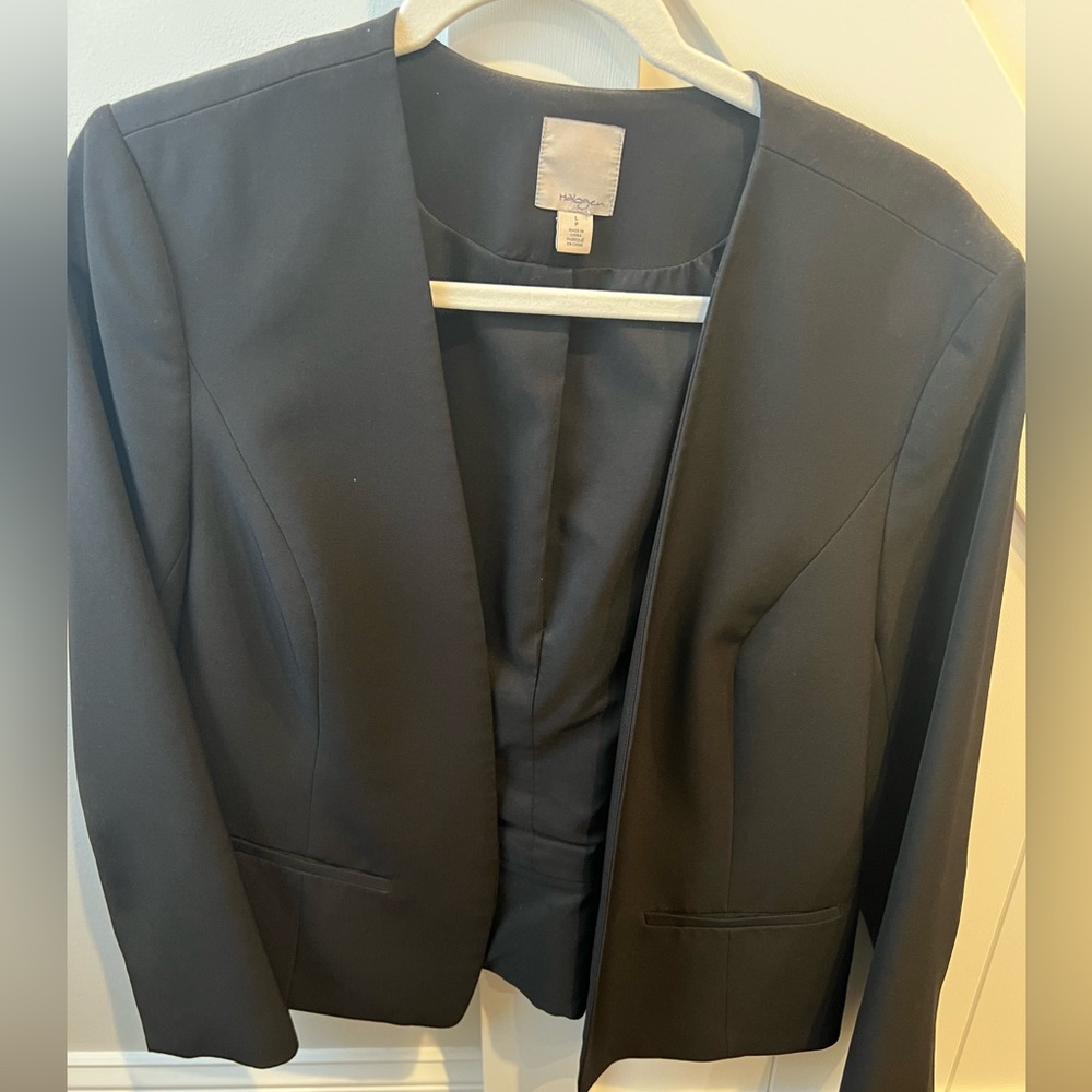 Halogen open front black blazer